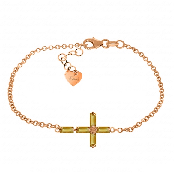 Galaxy Gold Products Jewelry - SOLID GOLD CROSS BRACELET WITH NATURAL CITRINES